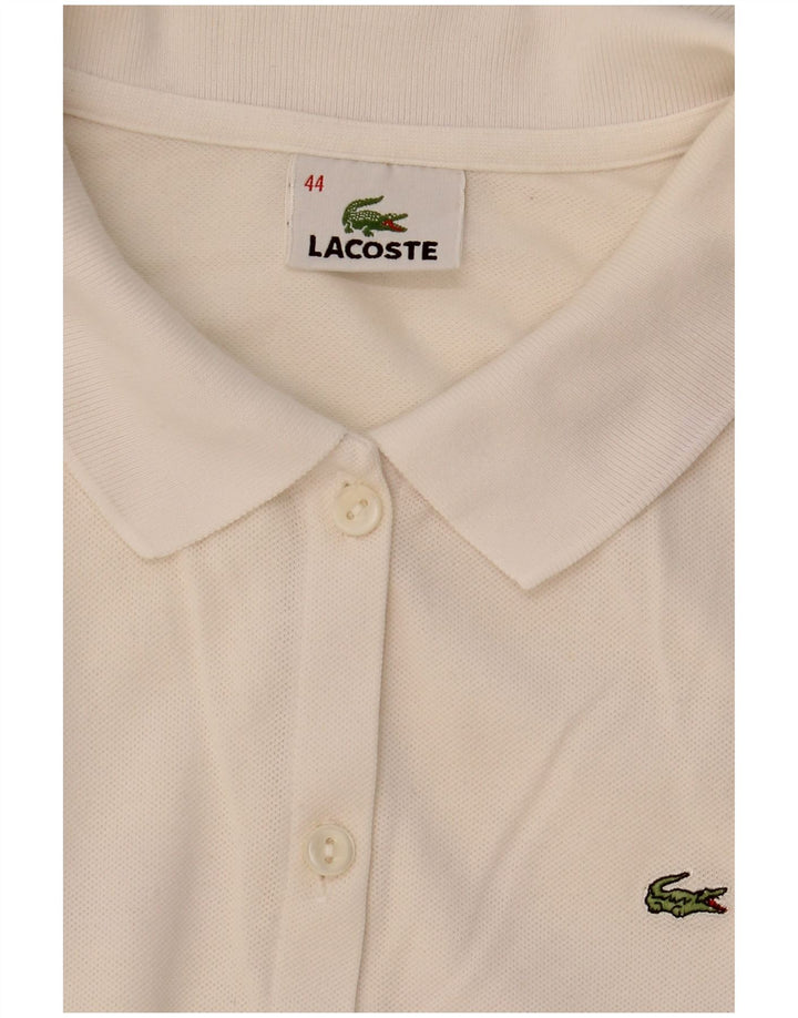 Lacoste Damen Kurzarm-Hemdbluse, Größe 44, groß, Weiß