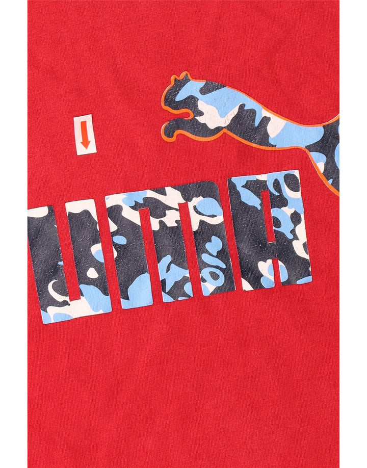 Puma Herren Grafik T-Shirt Top Große rote Baumwolle