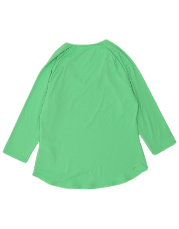 Nike Damen Dri Fit Top 3/4 Ärmel UK 12 Mittelgrünes Polyester