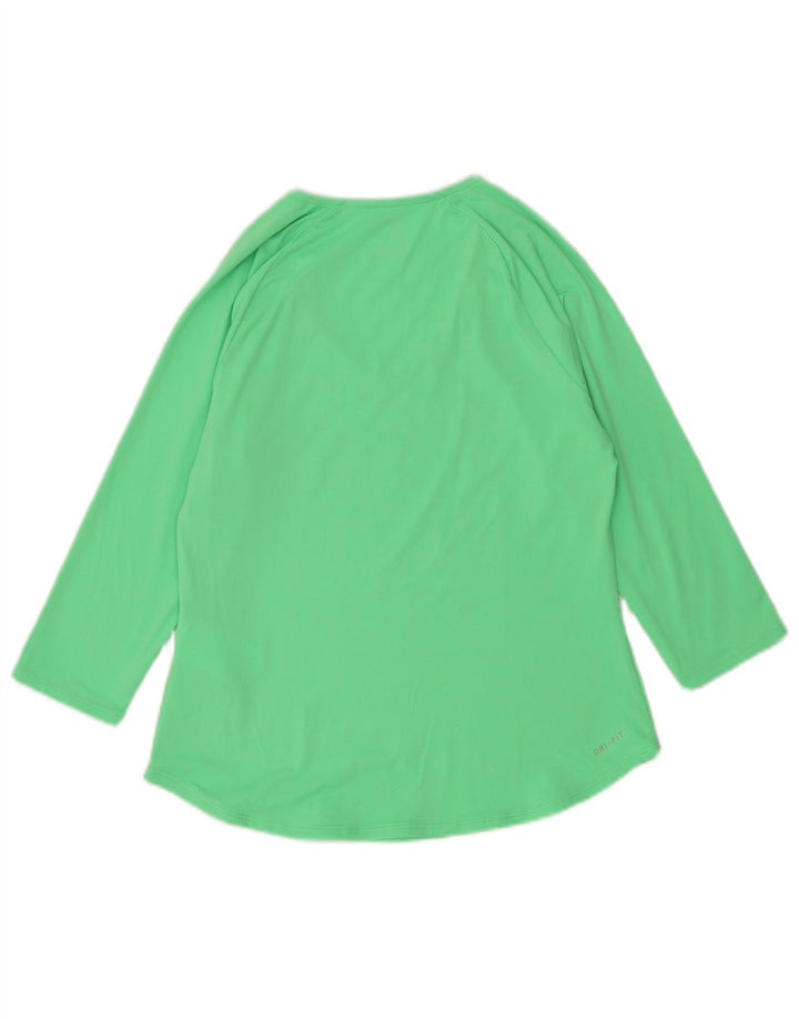 Nike Damen Dri Fit Top 3/4 Ärmel UK 12 Mittelgrünes Polyester
