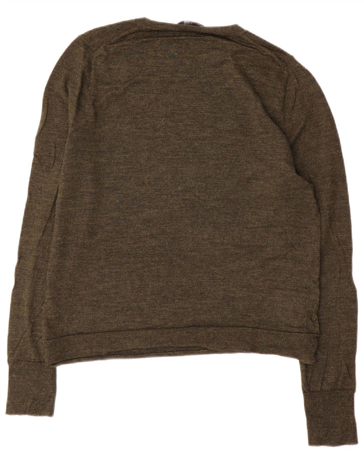 J. CREW Damen-Pullover mit U-Boot-Ausschnitt, UK 14, mittlere Khaki-Merinowolle