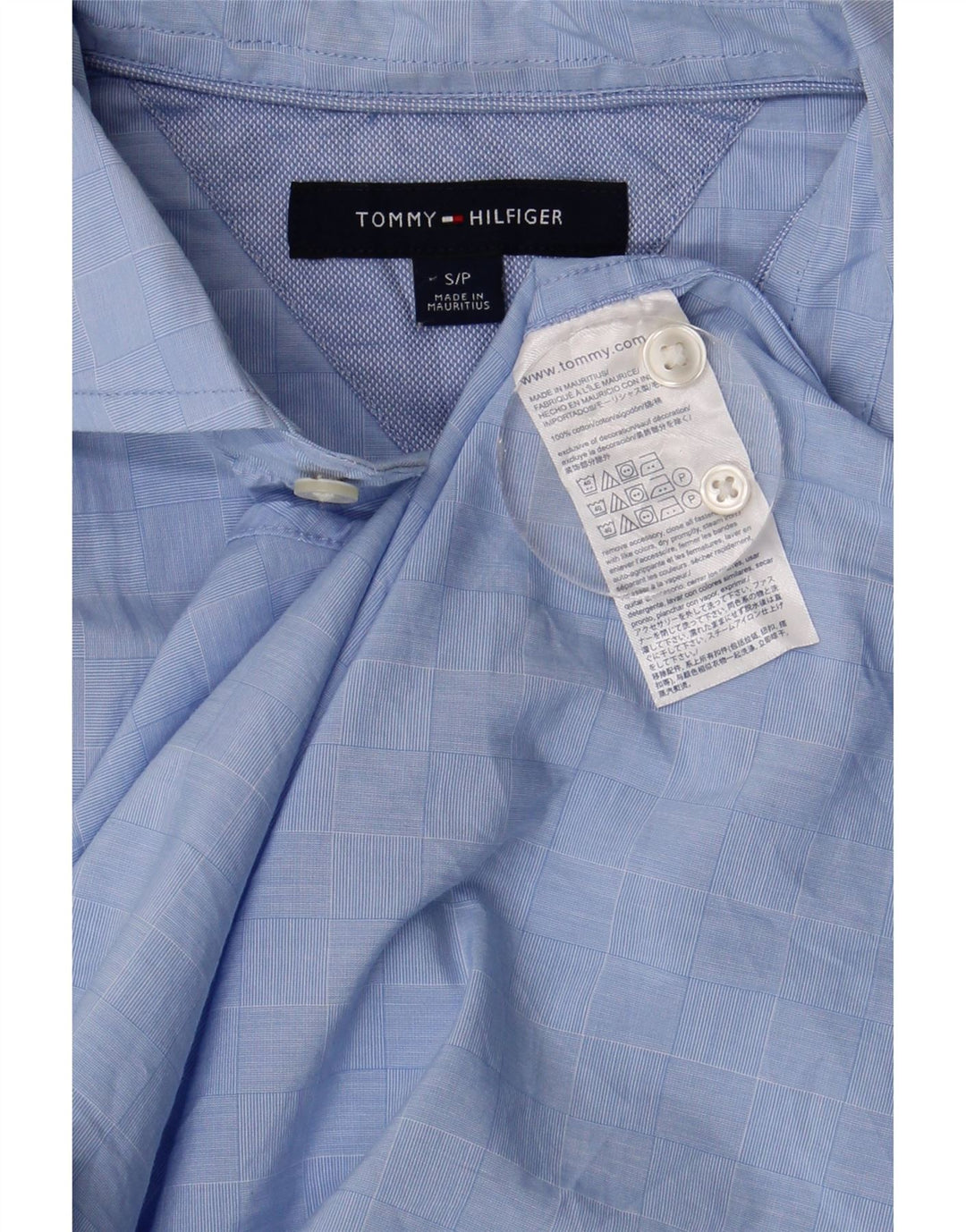 Tommy Hilfiger Herrenhemd, klein, blau kariert, Baumwolle