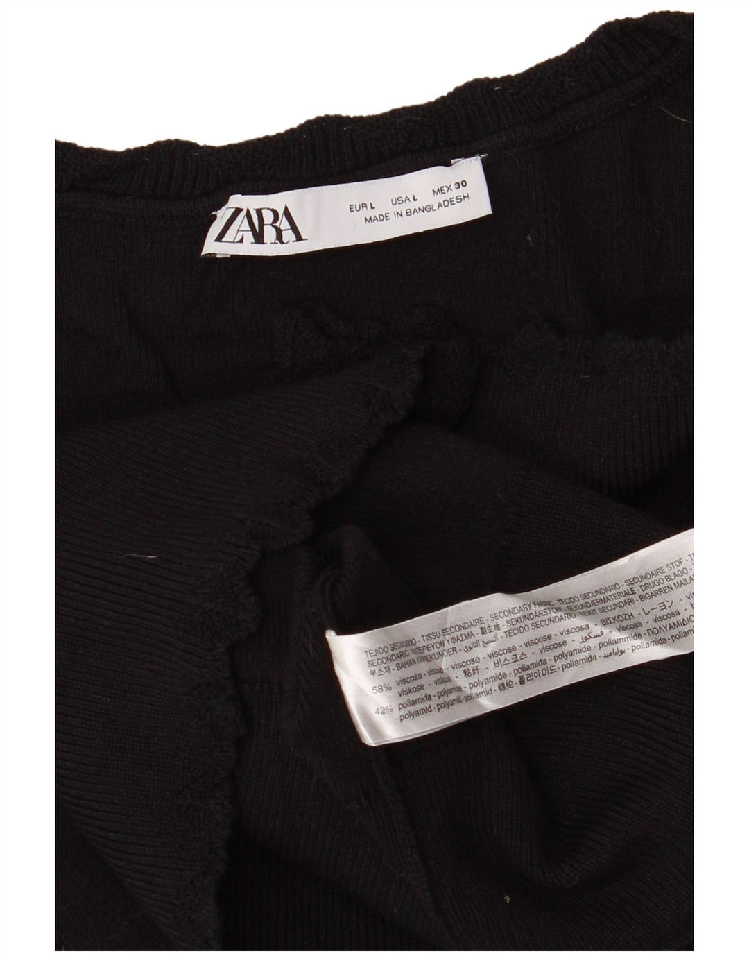 Zara Damen Crop Vest Tank Top UK 14 Große schwarze Viskose