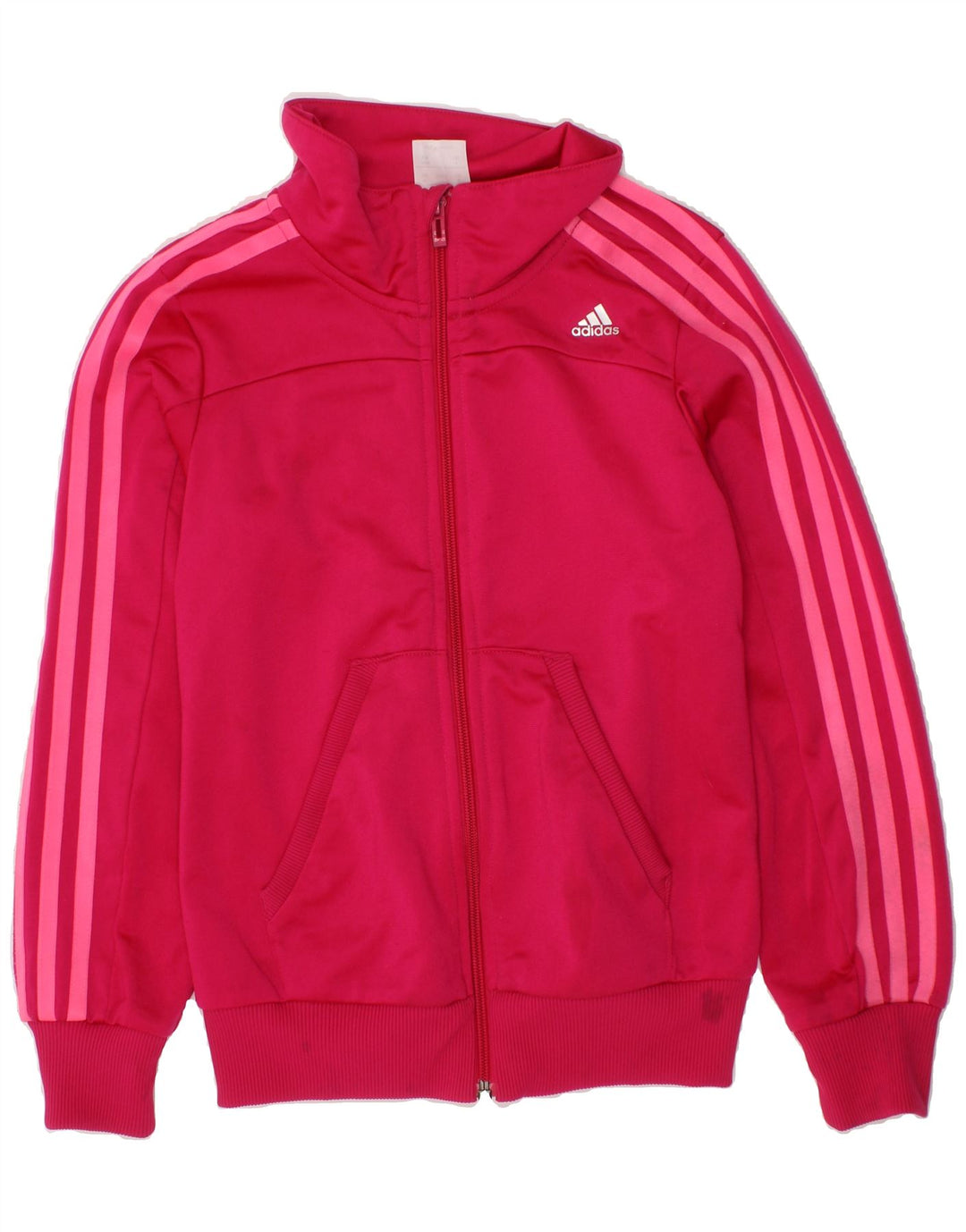 ADIDAS Girls Tracksuit Top Jacket 9-10 Years Small Pink Polyester Vintage Adidas and Second-Hand Adidas from Messina Hembry 