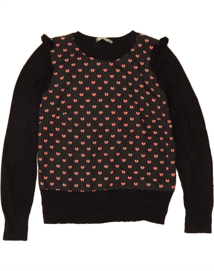 OASIS Womens Boat Neck Jumper Sweater UK 14 Medium Black Butterfly Vintage Oasis and Second-Hand Oasis from Messina Hembry 