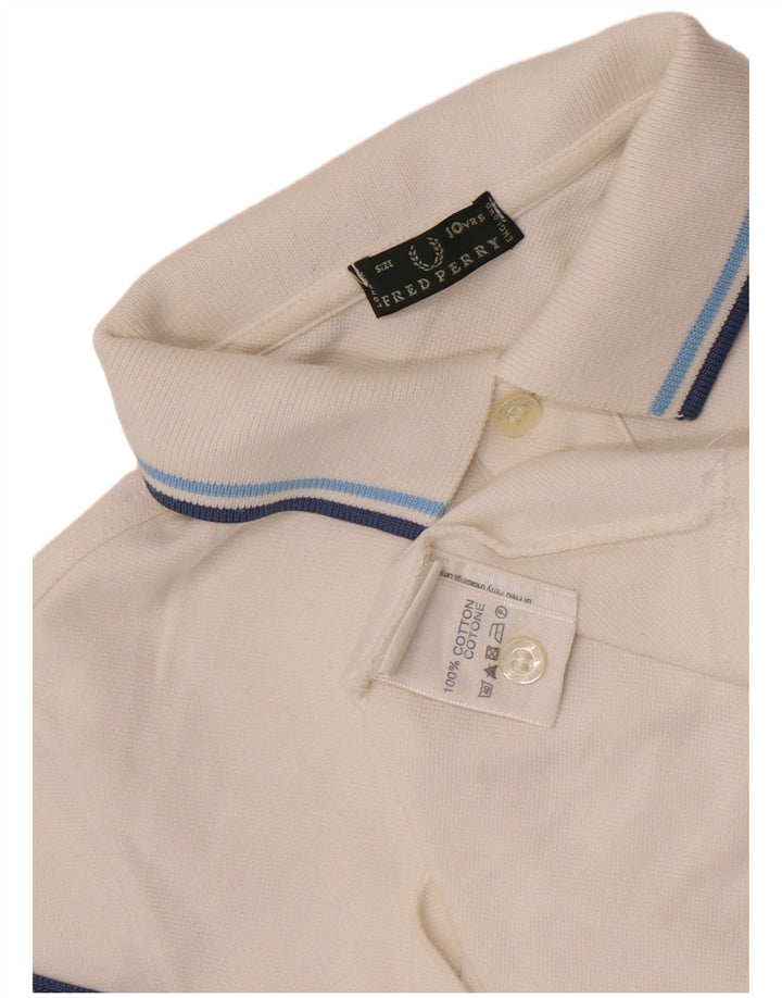 Fred Perry Poloshirt für Jungen, 9–10 Jahre, weiß gestreift, Baumwolle
