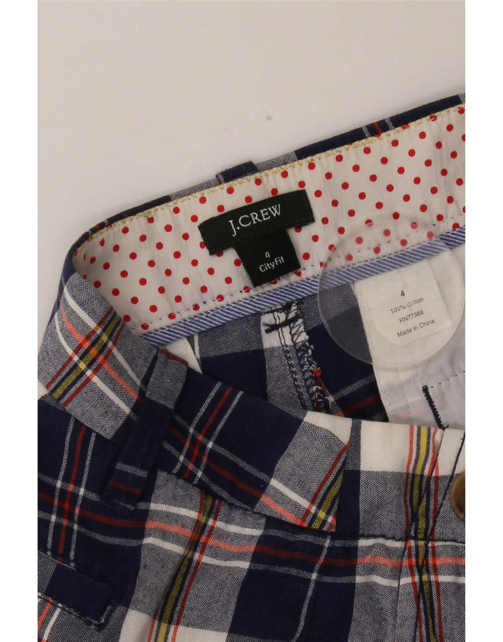 J. Crew Damen Chinoshorts US 4 Small W30 Marineblau karierte Baumwolle