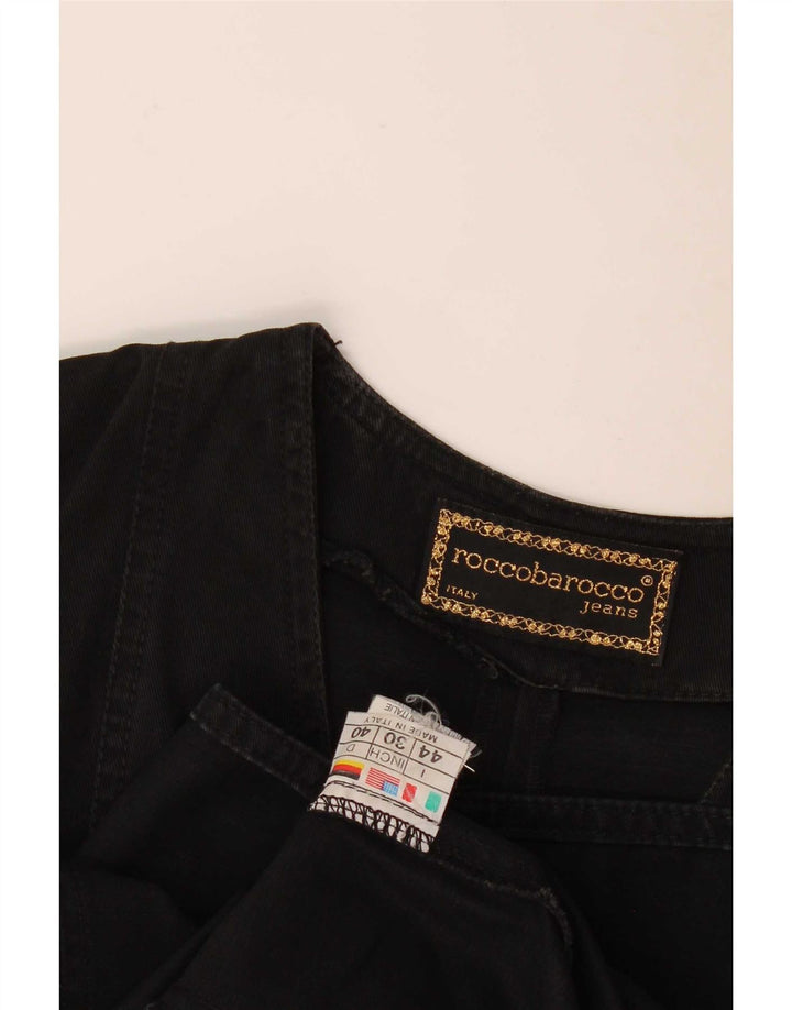 Roccobarocco Damen ärmelloses Jeanskleid IT 44 Mittelschwarze Baumwolle