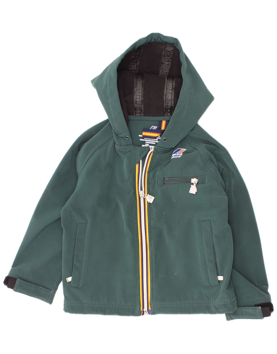 K-Way Jungen-Windbreakerjacke mit Kapuze, 4–5 Jahre, grünes Polyester