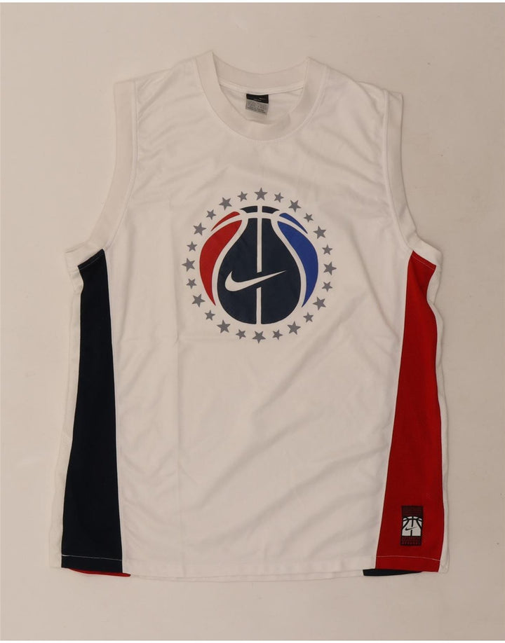 Nike Herren-T-Shirt mit Grafik, mittelweißes Farbblock-Polyester