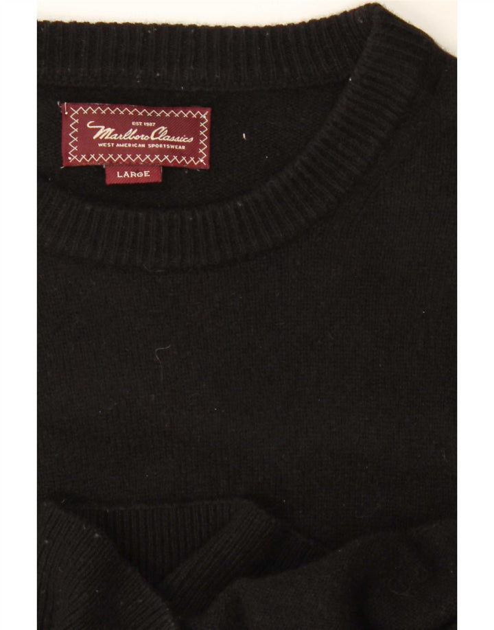 Marlboro Classics Damen-Pullover mit Rundhalsausschnitt, Größe L, Schwarz