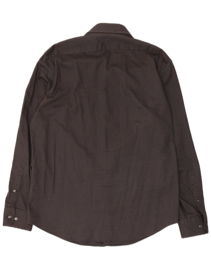 Hugo Boss Herren-Hemd mit normaler Passform, Größe 43 17 XL, graue Baumwolle