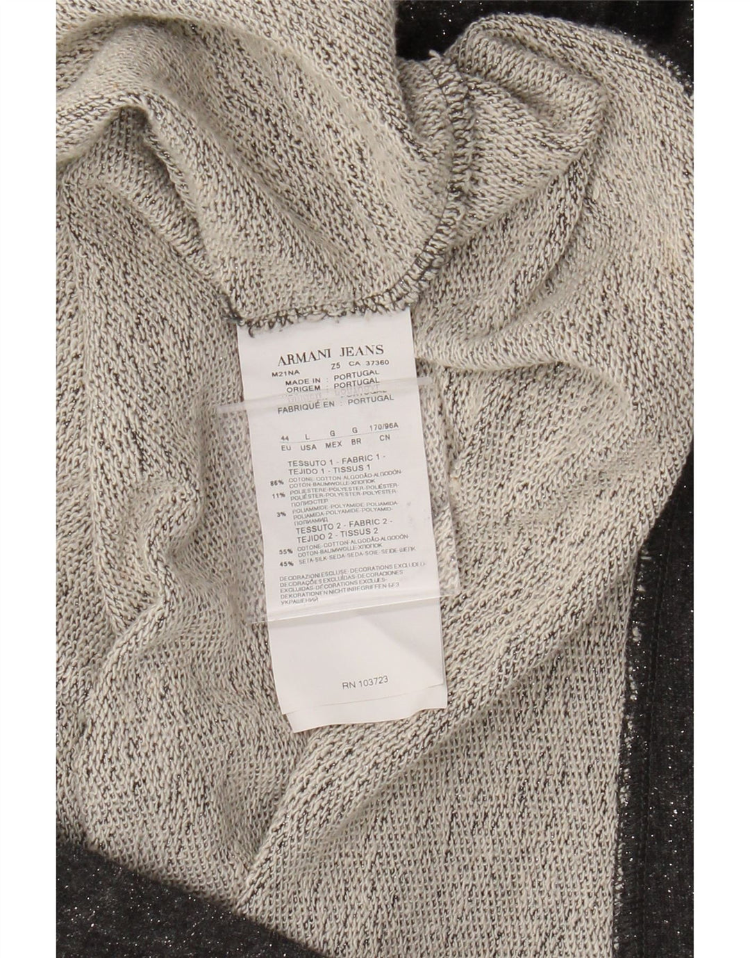 Armani Jeans Damen Sweatshirt Pullover EU 44 XL Graue Baumwolle