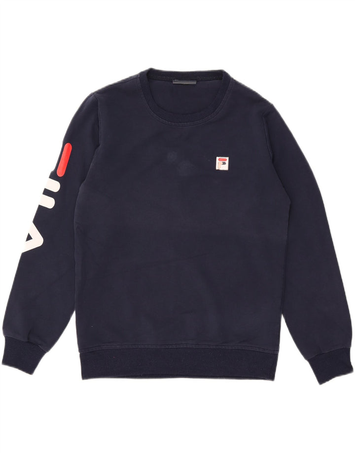 Fila Damen Grafik-Sweatshirt-Pullover UK 16 Large Marineblau Polyester