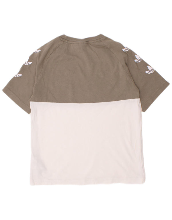 Adidas T-Shirt mit Grafik für Jungen, 6–7 Jahre, weiße Farbblock-Baumwolle