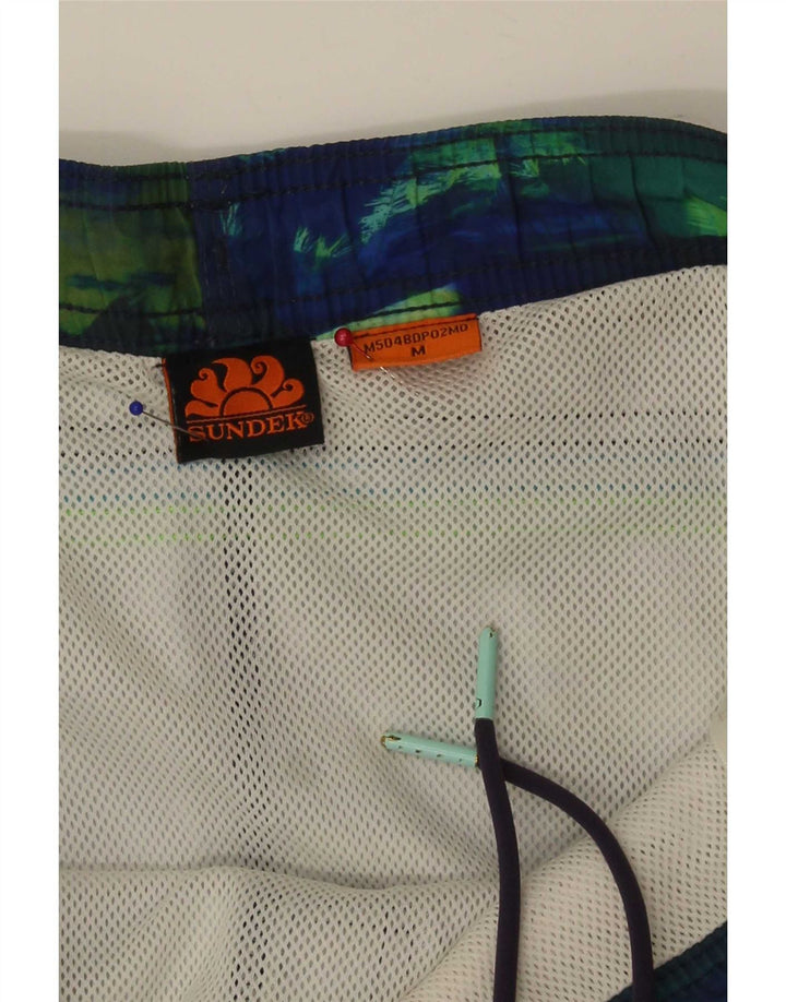 Sundek Herren-Badeshorts, mittelgroß, Marineblau, Farbblock-Polyester, hawaiianisch