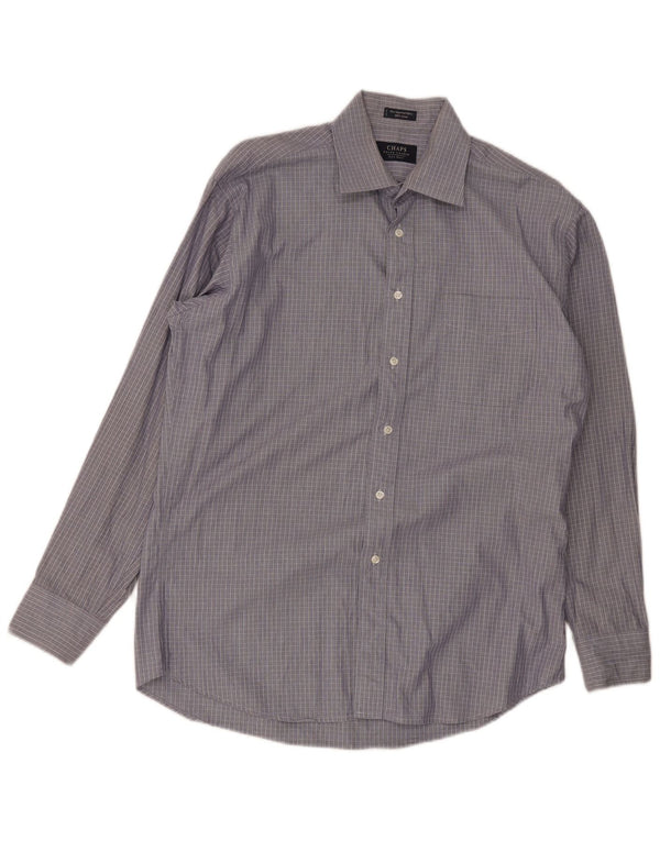 Chaps Ralph Lauren Mens Dress Fit Shirt Size 16 1/2 Large Blue Check Cotton