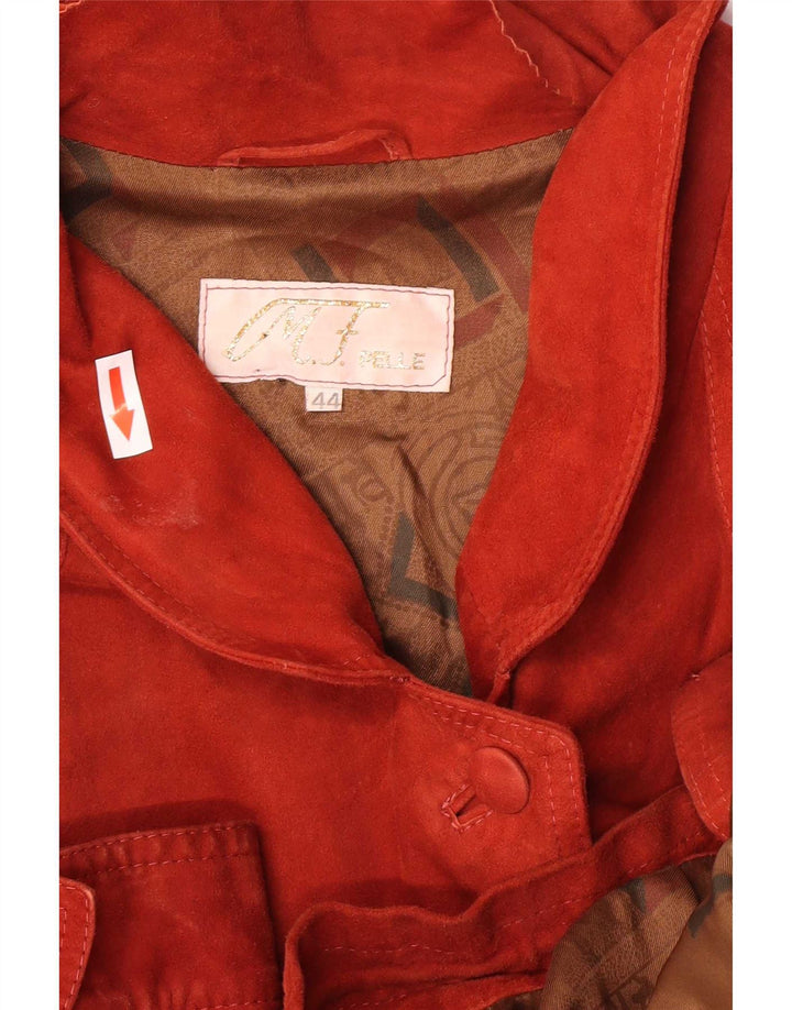 Vintage Damen Übergroße Wildlederjacke IT 44 Mittelrotes Leder