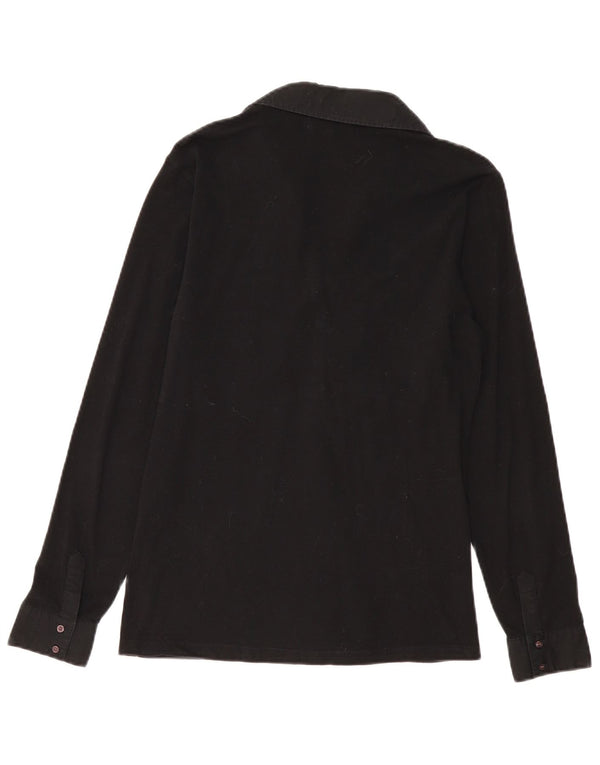 MARINA MILITARE Damen Langarm-Poloshirt UK 18 XL Schwarz Baumwolle