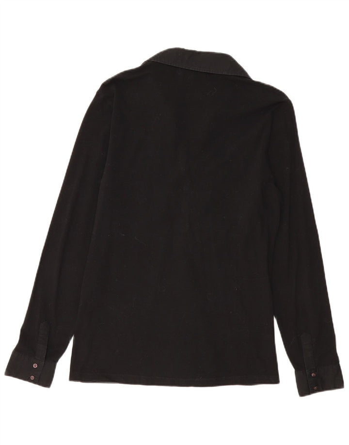 MARINA MILITARE Damen Langarm-Poloshirt UK 18 XL Schwarz Baumwolle