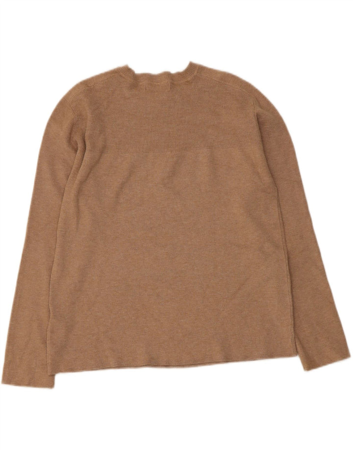 MARKS & SPENCER Damen Crop Crew Neck Pullover Pullover UK 10 Small Beige
