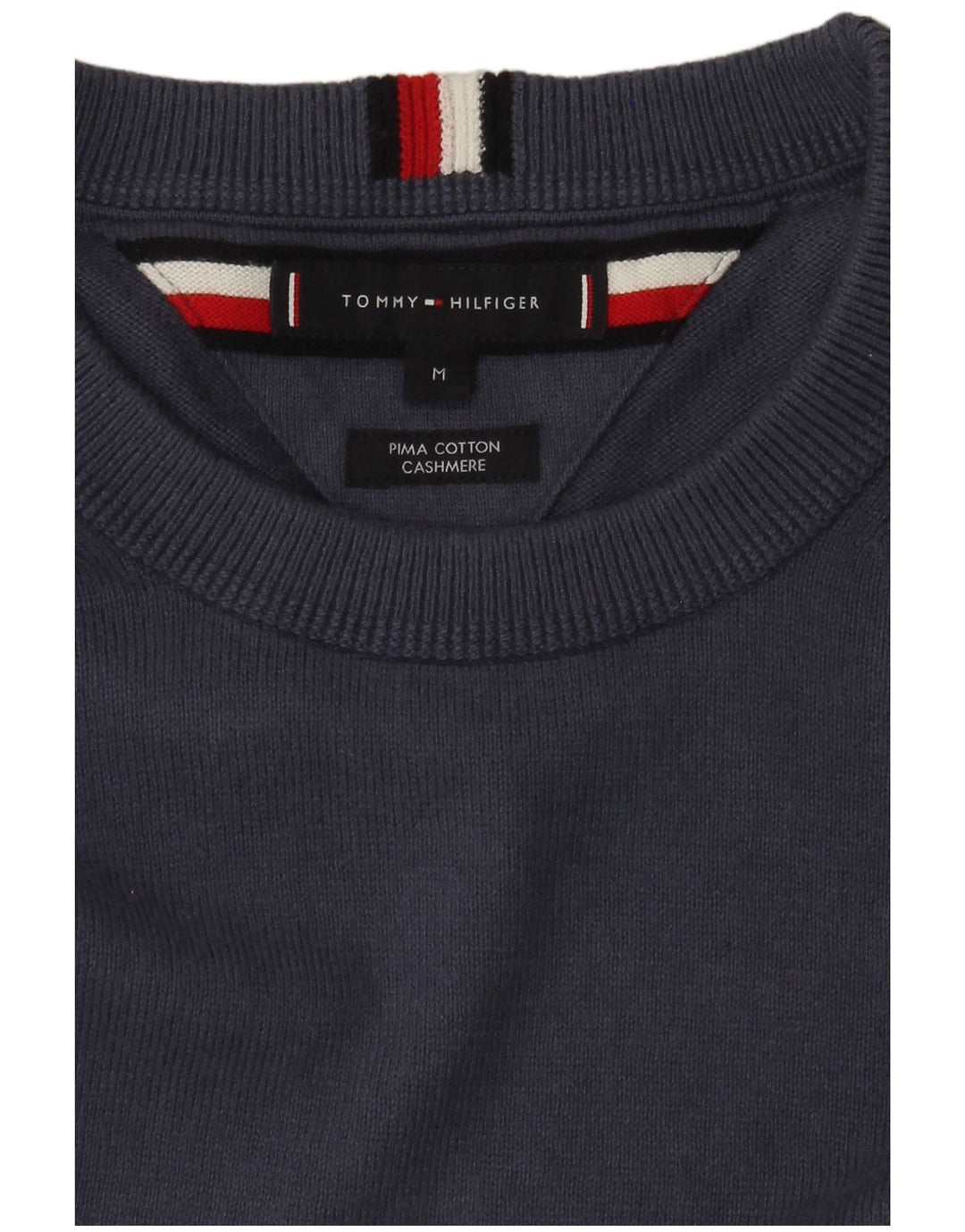 Tommy Hilfiger Herren-Pullover mit Rundhalsausschnitt, mittelblaue Baumwolle
