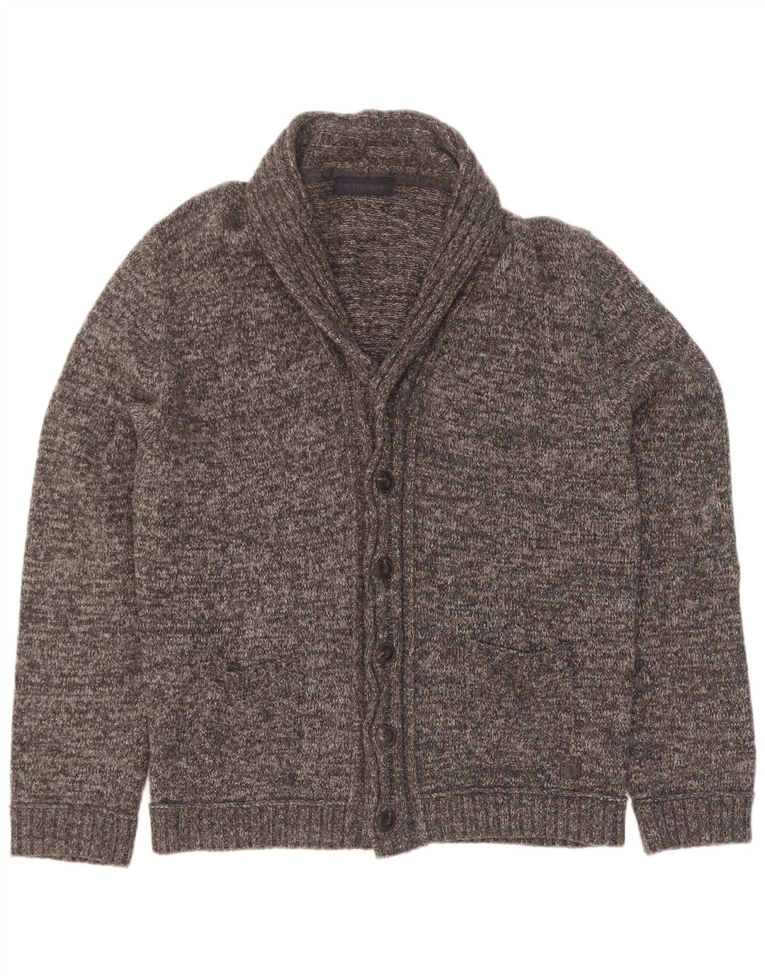 Trussardi Herren-Cardigan-Pullover XL Grau gefleckte Viskose