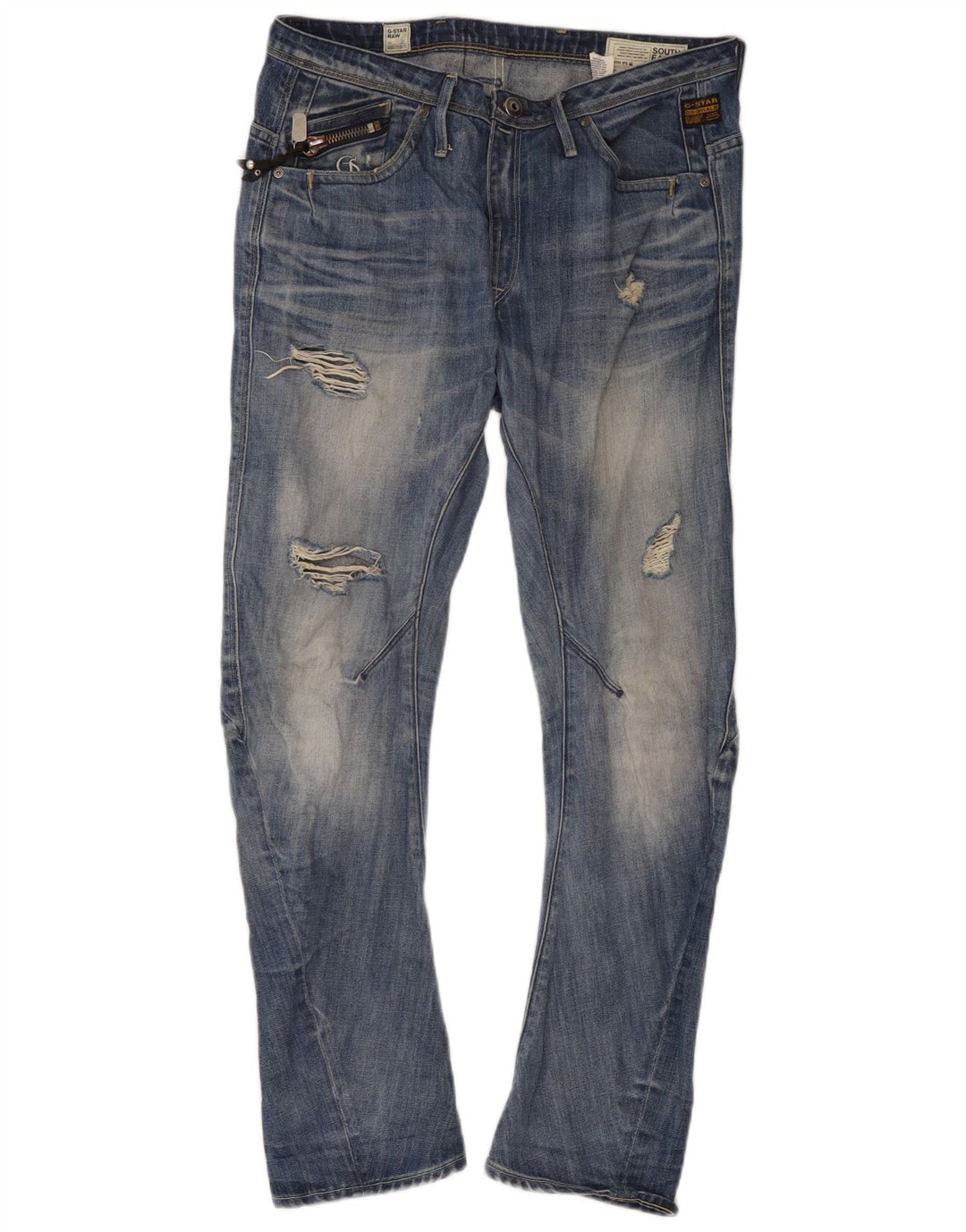 G-Star Herren Distressed Slim Jeans W29 L32 Blaue Baumwolle
