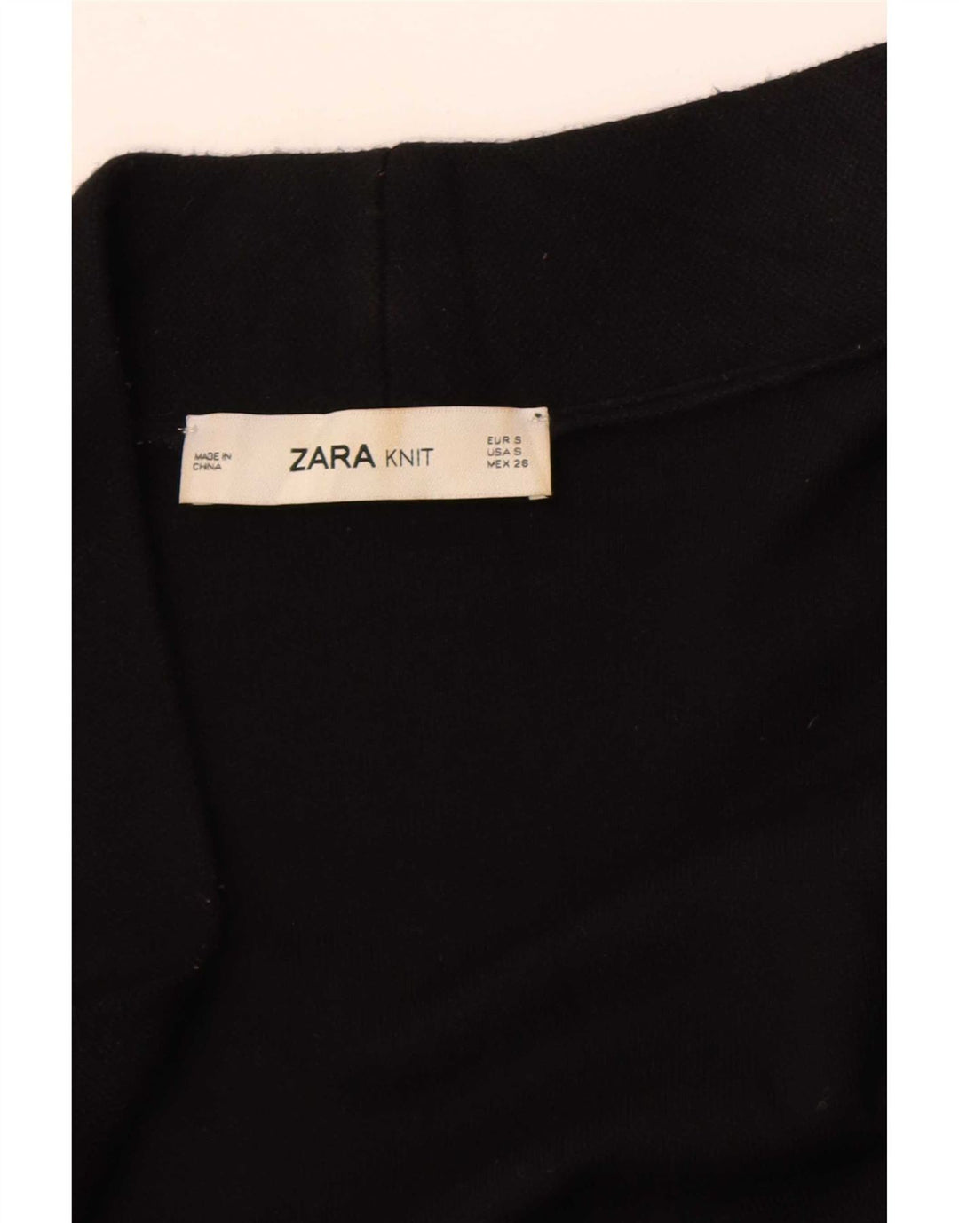 Zara Damen Longline Open Cardigan Pullover UK 10 Small Schwarz