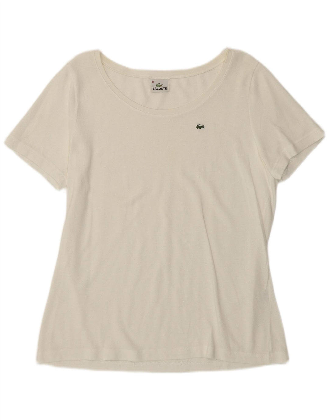 Lacoste Damen T-Shirt Top Größe 44 Große weiße Baumwolle