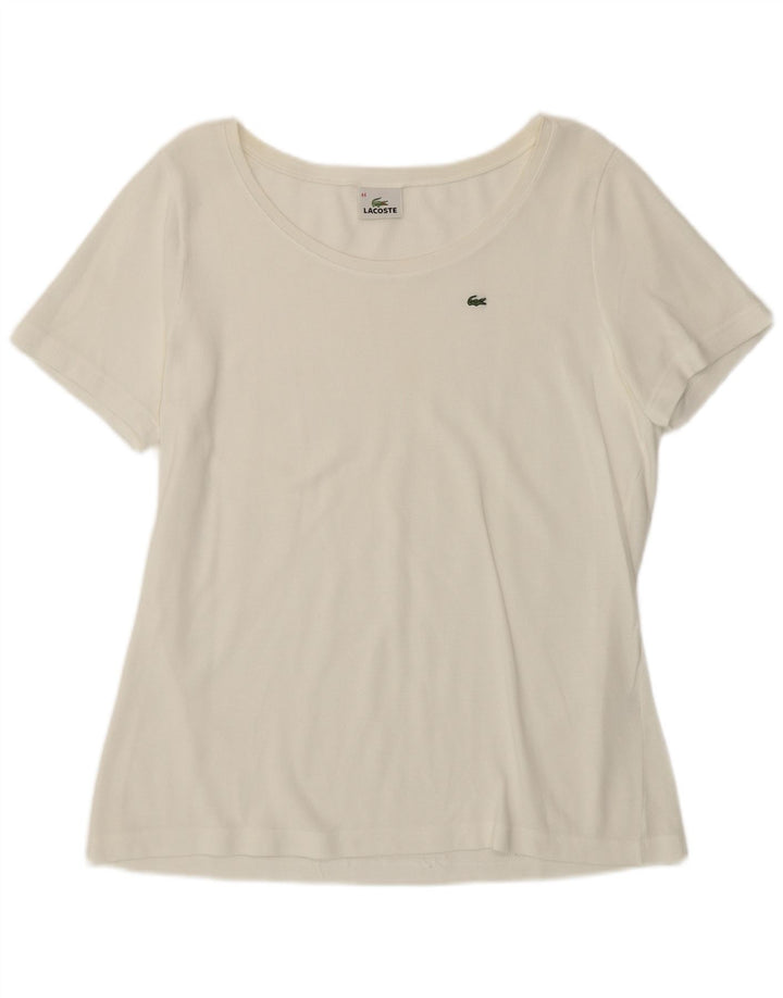 Lacoste Damen T-Shirt Top Größe 44 Große weiße Baumwolle