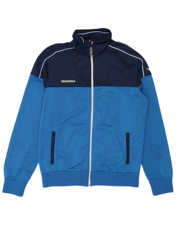 DIADORA Herren-Trainingsanzug-Topjacke, großes blaues Farbblock-Polyester