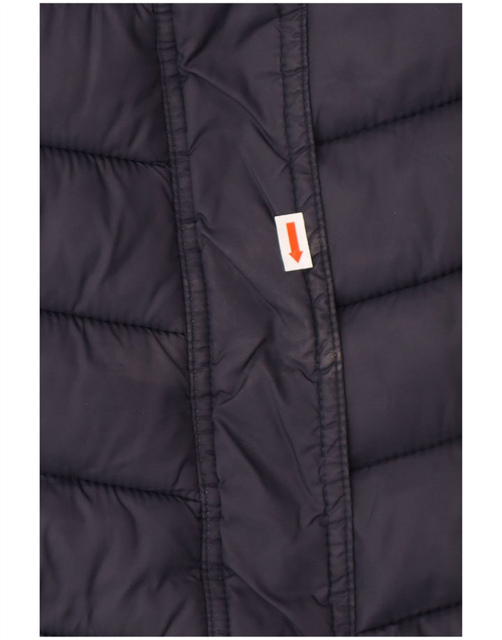 SUPERDRY Wattierter Damenmantel mit Kapuze, UK 14, mittelmarineblaues Nylon