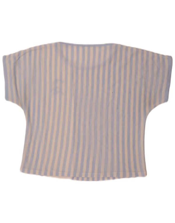 Vintage Damen T-Shirt Top UK 16 Groß Blau gestreift