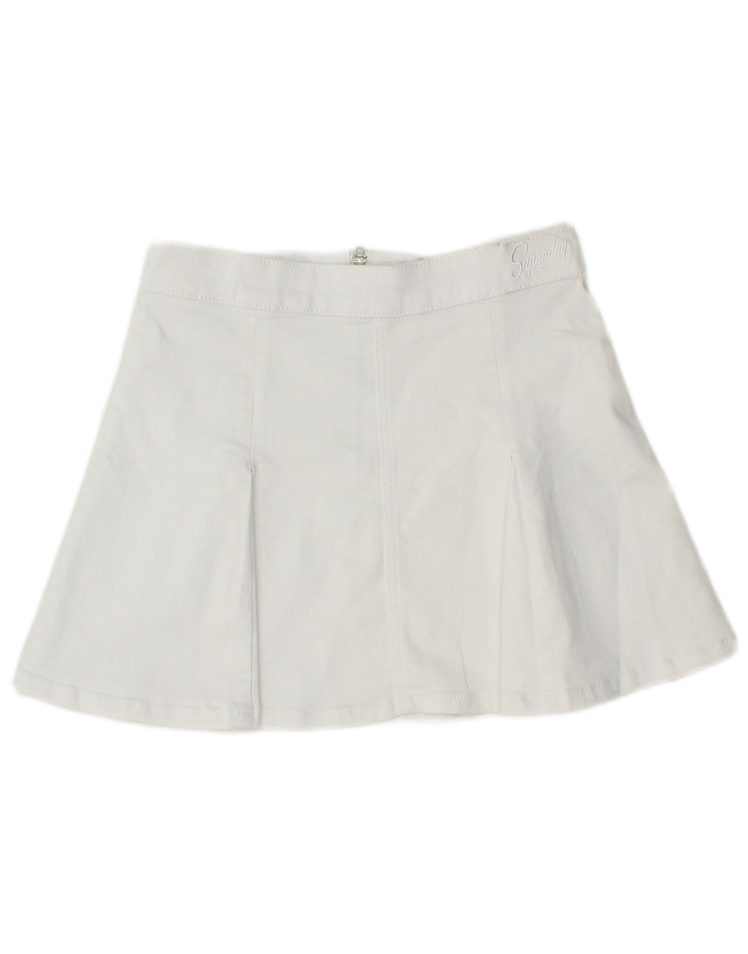 SUPERDRY Damen Minirock UK 8 Small W26 Weiße Baumwolle