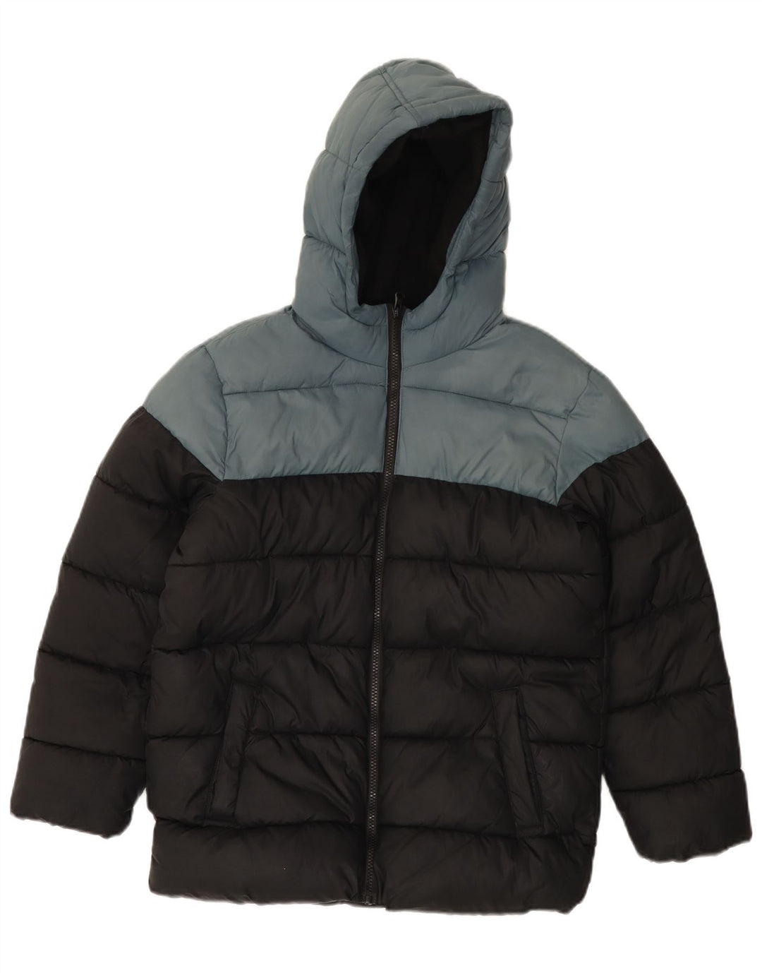 BENETTON Jungen gepolsterte Jacke mit Grafik, 10–11 Jahre, XL, Schwarz, Farbblock
