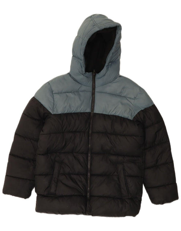 BENETTON Jungen gepolsterte Jacke mit Grafik, 10–11 Jahre, XL, Schwarz, Farbblock