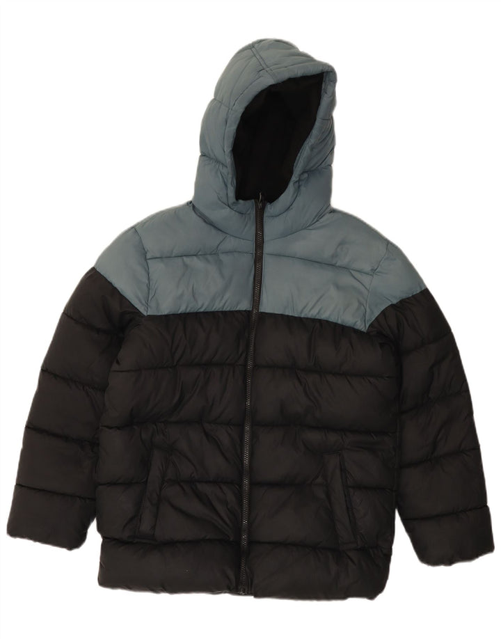 BENETTON Jungen gepolsterte Jacke mit Grafik, 10–11 Jahre, XL, Schwarz, Farbblock