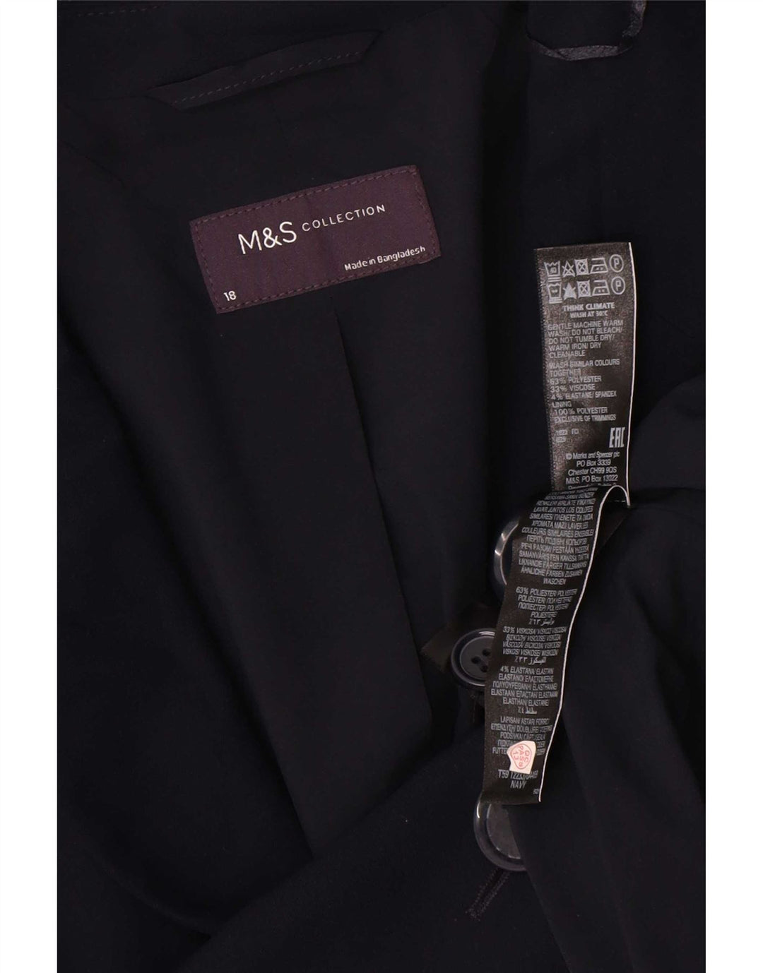 Marks & Spencer Damen-Blazer mit 1 Knopf, UK 18, XL, Marineblau, Polyester