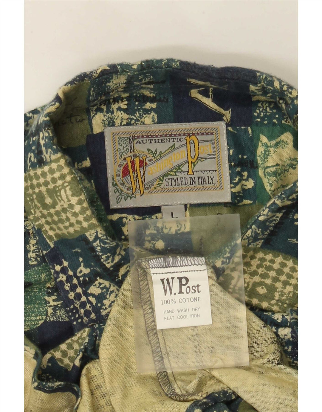 Vintage Herrenhemd Großes grünes Patchwork-Baumwolle