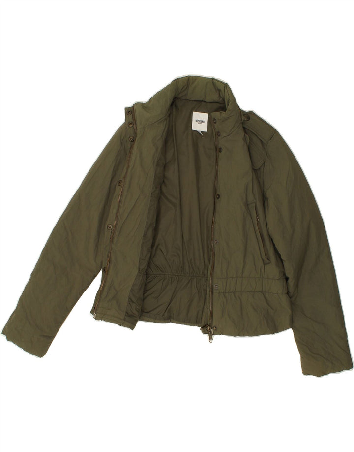 MOSCHINO Womens Military Jacket UK 10 Small Khaki Polyamide Vintage Moschino and Second-Hand Moschino from Messina Hembry 