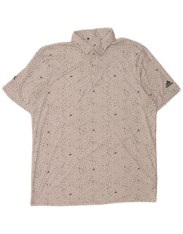 Adidas Herren-Poloshirt, großes, weiß geflecktes Polyester