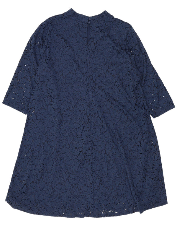 Marks & Spencer Damen-Kleid in A-Linie mit 3/4-Ärmeln, UK 20 2XL, Marineblau mit Blumenmuster
