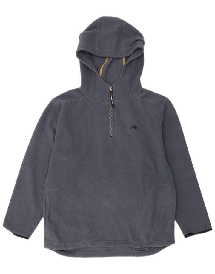 Kappa Herren-Fleecepullover mit Kapuze und Reißverschluss am Hals, mittelblaues Polyester