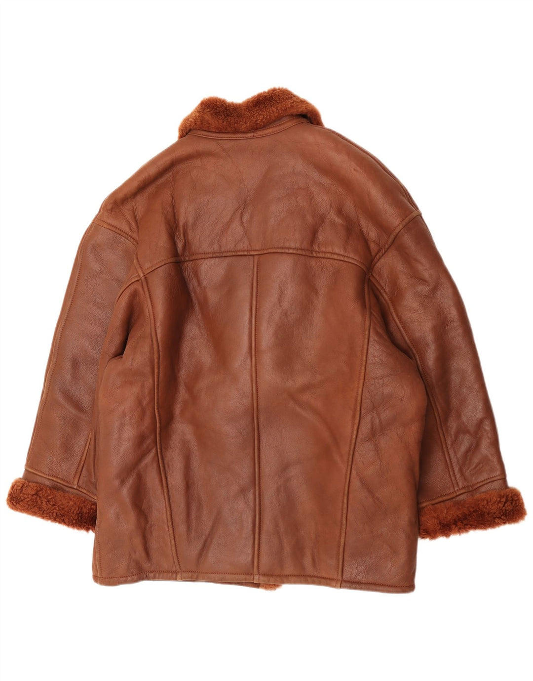 Vintage Damen Übergroße Lammfelljacke EU 42 Groß Braun