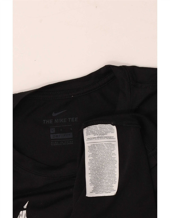 Nike Damen Dri Fit Regular Graphic T-Shirt Top UK 16 Large Schwarz Polyester