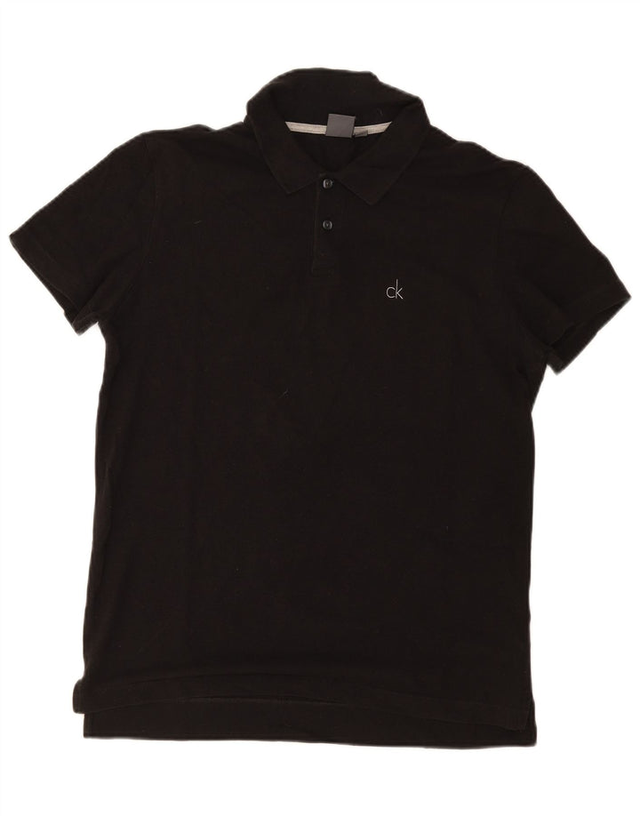 Calvin Klein Herren Poloshirt IT 48 Mittelschwarze Baumwolle