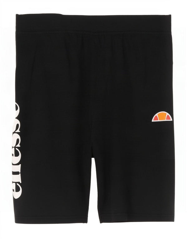 Ellesse Womens Graphic Sport Shorts UK 12 Mittelschwarze Baumwolle