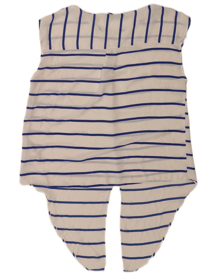 Oasis Damen-Bluse, ärmellos, vorne gebunden, Gr. 42, Größe L, weiß gestreift
