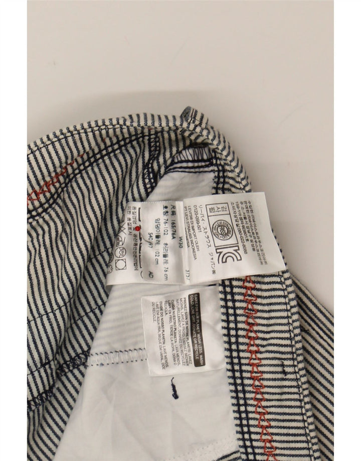 LEVI'S Womens Chino Shorts W30 Medium  Blue Pinstripe Cotton Vintage Levi's and Second-Hand Levi's from Messina Hembry 